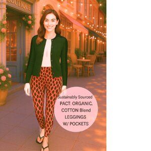 PACT Rust Animal Print Organic Cotton Leggings XL w/ Pockets – Bold & Grounded,